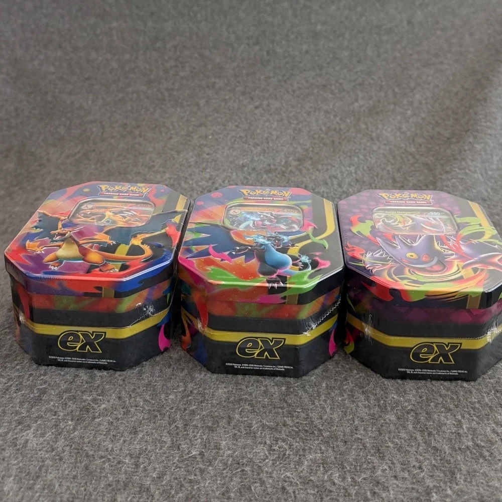 Pokemon TCG Mega Evolution EX Tins Set Mega Charizard X Y Mega Gengar 3 Sealed